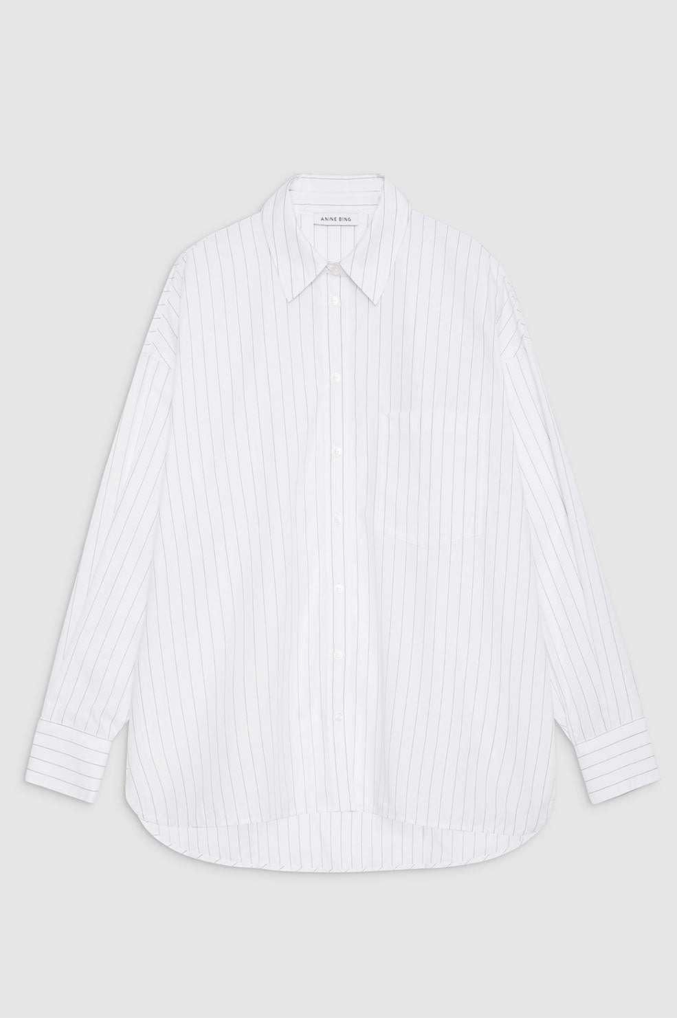 Anine Bing Mika Shirt in White And Lavender Stripe - ShopStyle Tops