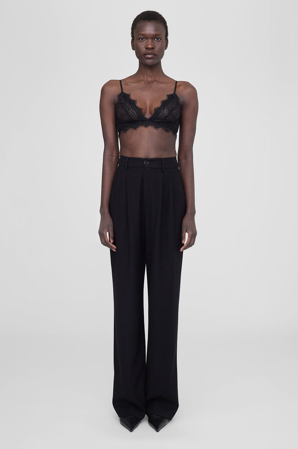 Lace Trim Triangle Bra in Black – Textile Apparel