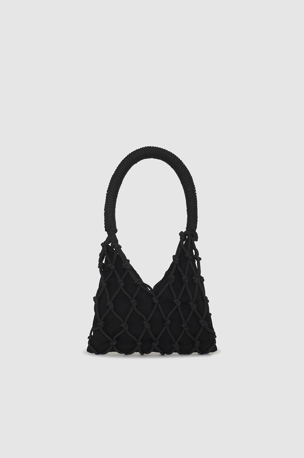 Bottega Veneta Window Small Crossbody Bag Black Crochet Knotted Leather