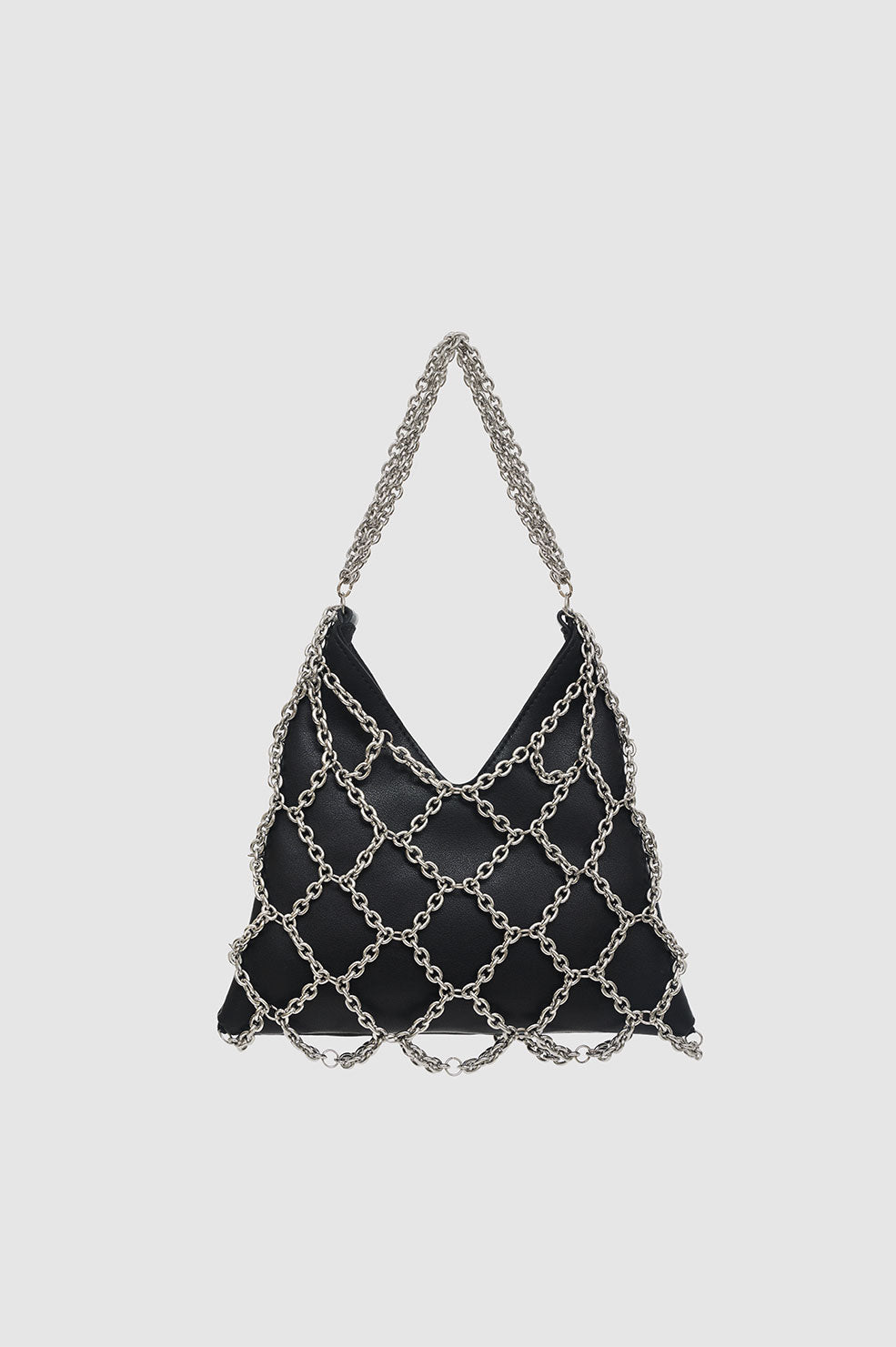 ANINE BING Mini Gaia Chain Bag Black And Silver