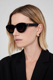 ANINE BING Alba Sunglasses - Black - On Model Side