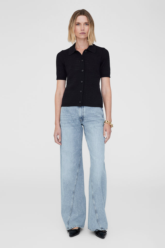ANINE BING Alexis Sweater - Black - On Model Front