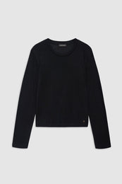 ANINE BING Amani Long Sleeve Tee - Black - Front View