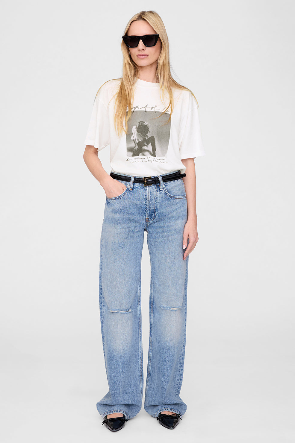 ANINE BING Ashton Tee Spirit - Ivory - On Model Front