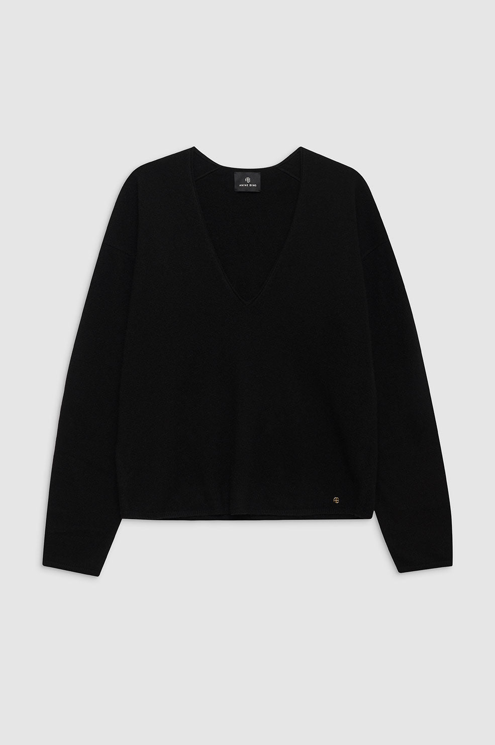 ANINE BING Athena Sweater - Black Cashmere - front view