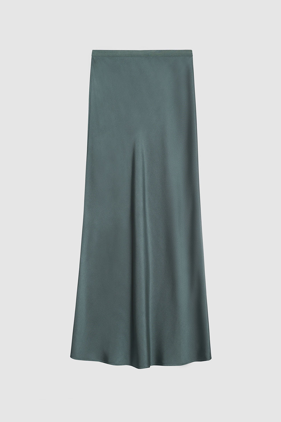 ANINE BING Bar Silk Skirt - Dark Sage - Front VIew