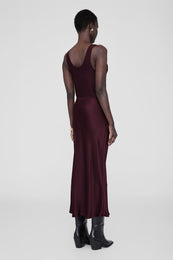 ANINE BING Bar Silk Skirt - Bordeaux - On Model Back