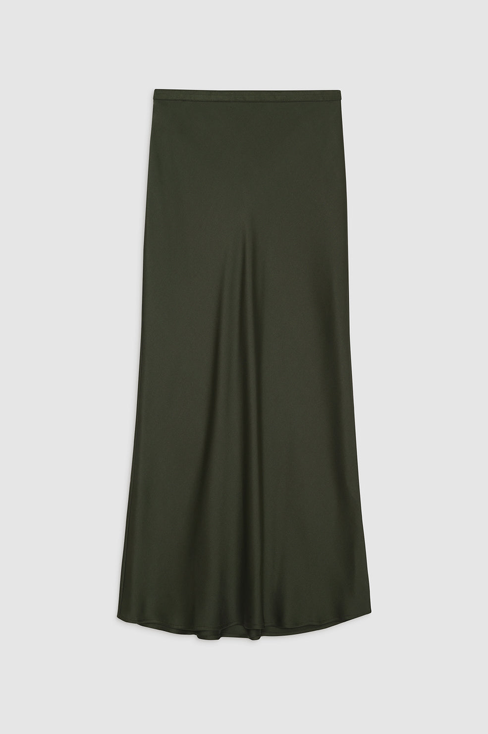 ANINE BING Bar Silk Skirt - Dark Olive - Front View