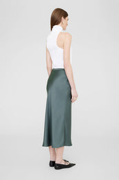 ANINE BING Bar Silk Skirt - Dark Sage - On Model Back