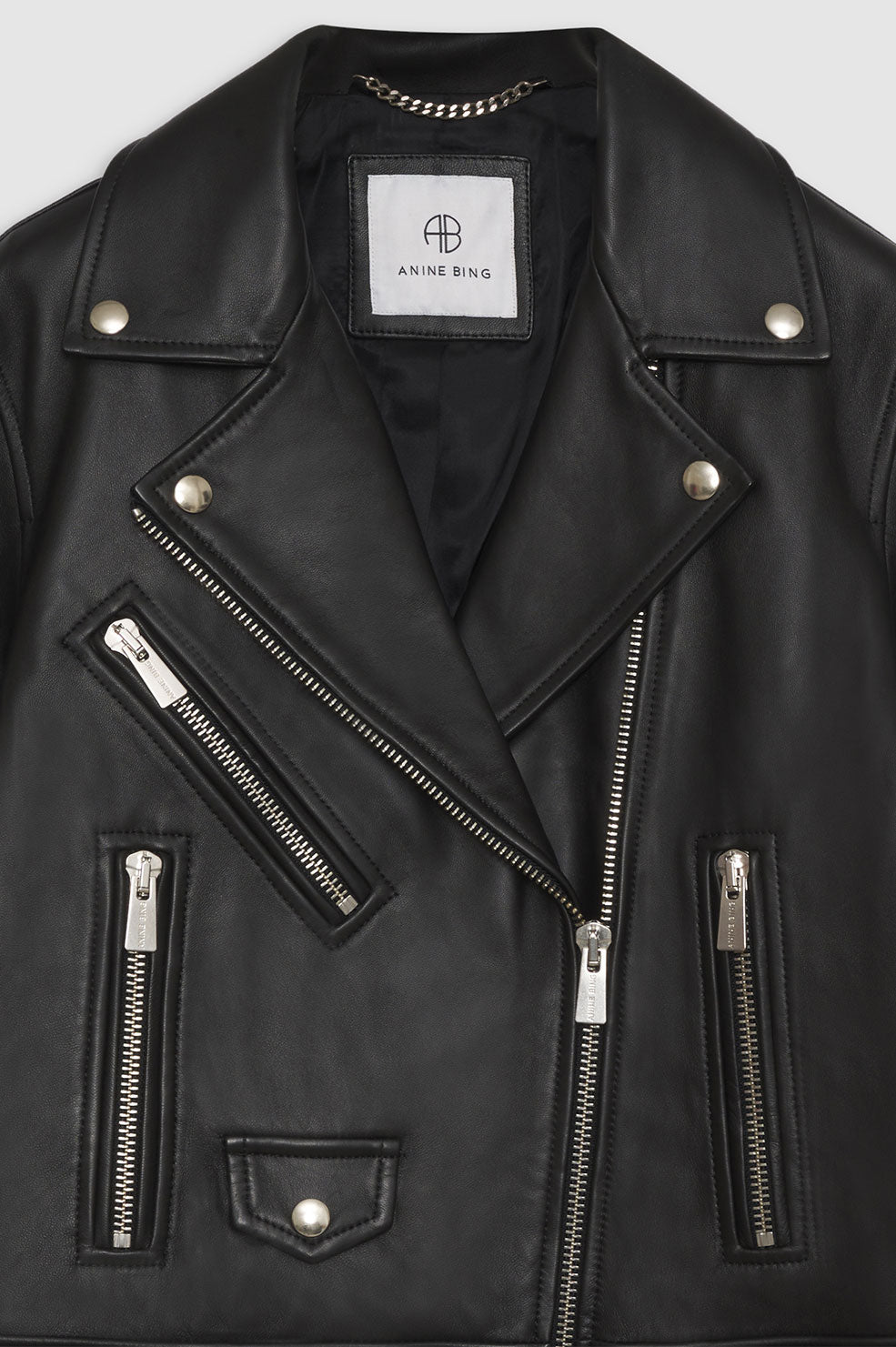 Women's White & Black Leather Jacket with Black & White Star  Sheepskin Leather