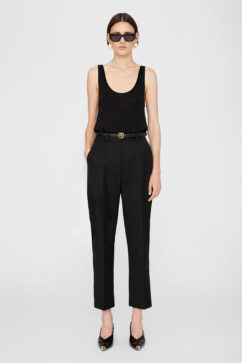 ANINE BING Blaine Trouser - Black - On Model Front