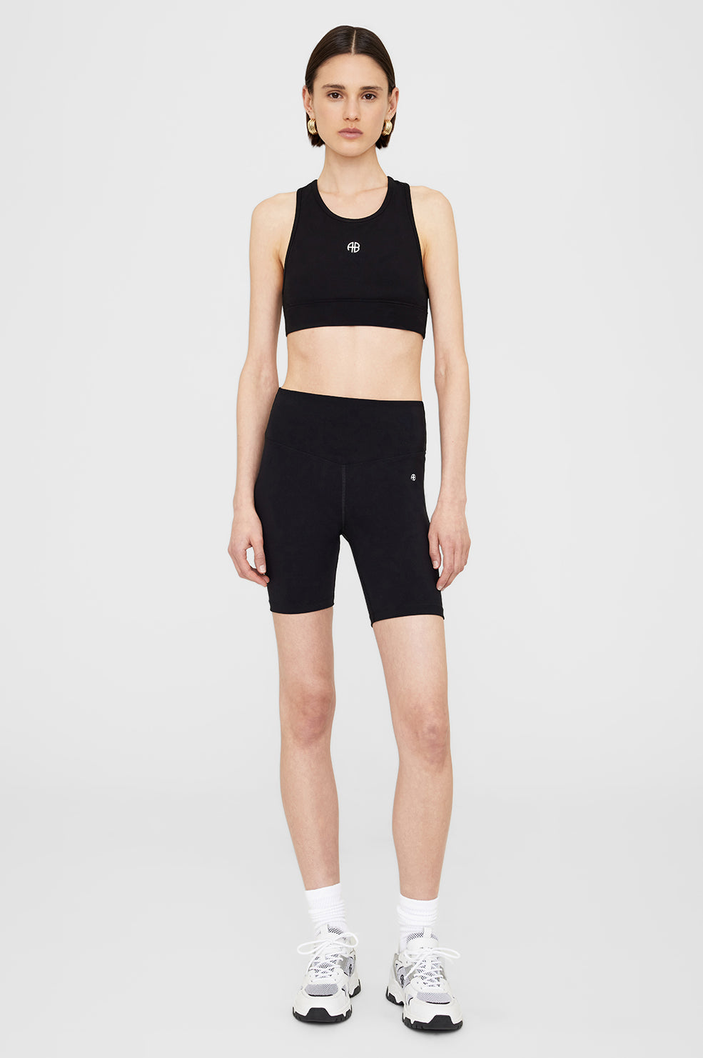 ANINE BING Blake Biker Short - Black - On Model Front