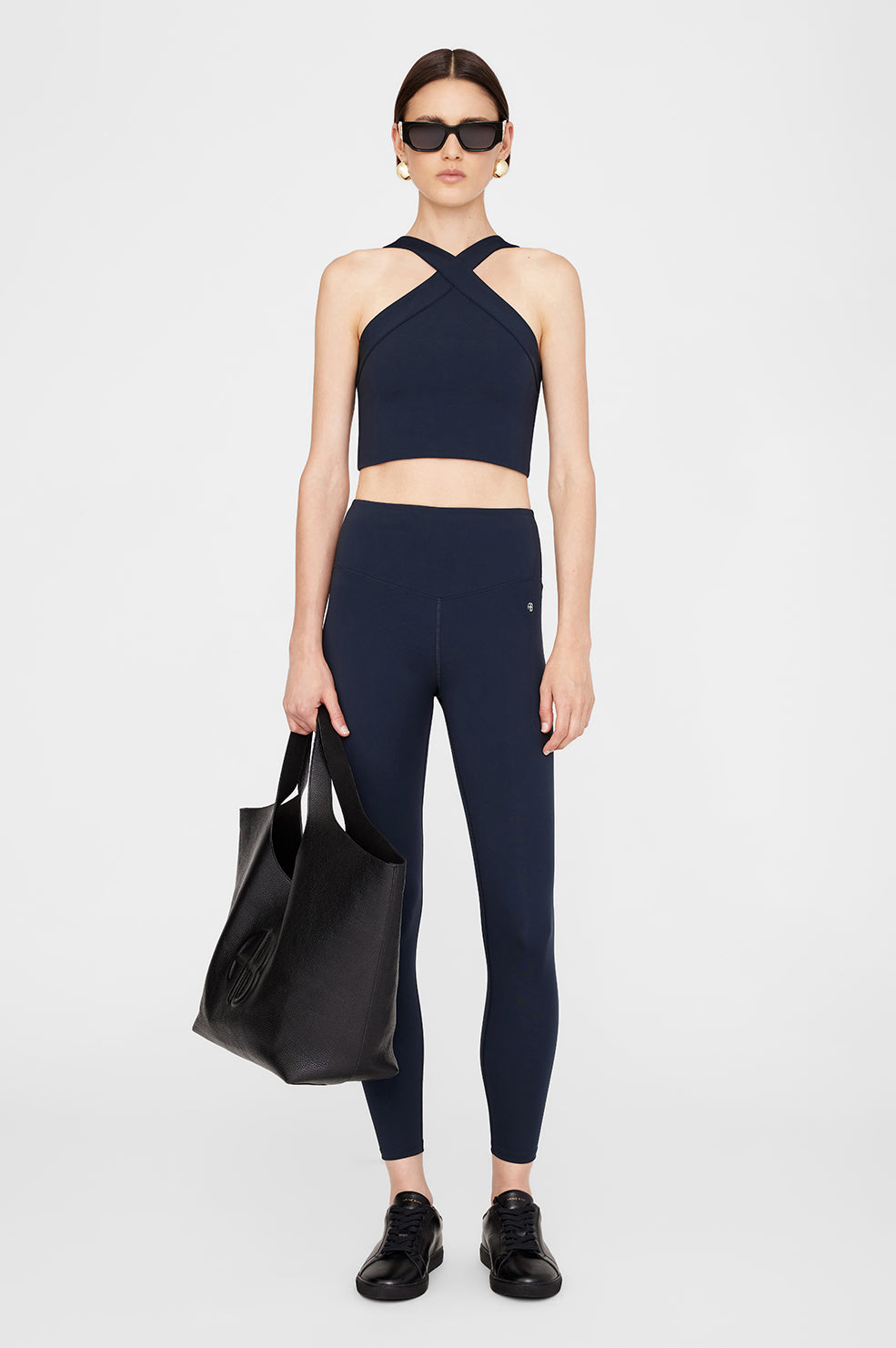 ANINE BING Blake Legging - Navy - On Model Front