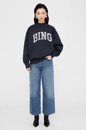 ANINE BING Bradie Sweatshirt Bing - Navy - On Model Front