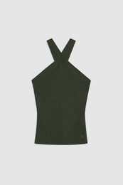 ANINE BING Brea Top - Dark Olive - Front View