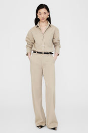 ANINE BING Briley Pant - Oatmeal - On Model Front Second Image