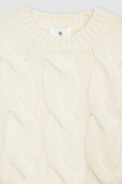 ANINE BING Brittany Sweater - Ivory Cable Stitch - Detail View