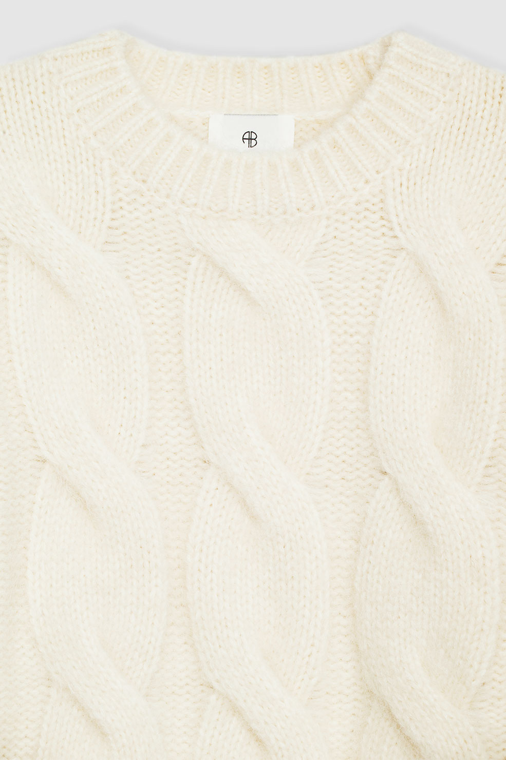 ANINE BING Brittany Sweater - Ivory Cable Stitch - Detail View