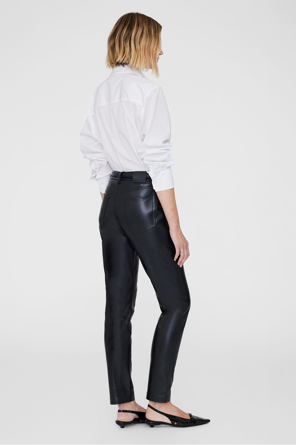 ANINE BING Bruno Pant - Black Recycled Leather - On Model Back