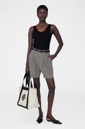 ANINE BING Cara Tote - Natural Canvas With Black - On Model View
