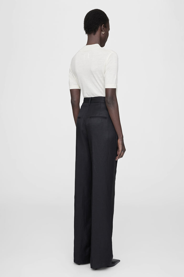 ANINE BING Carrie Pant - Black Linen Blend - On Model Back
