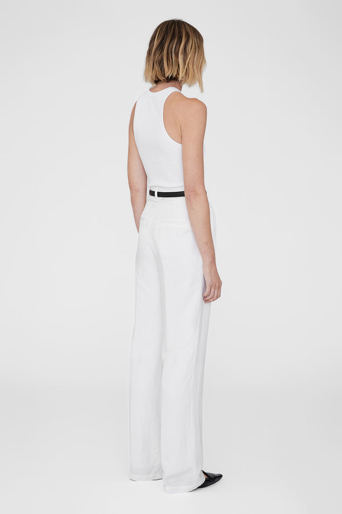 ANINE BING Carrie Pant - White Linen Blend - On Model Back