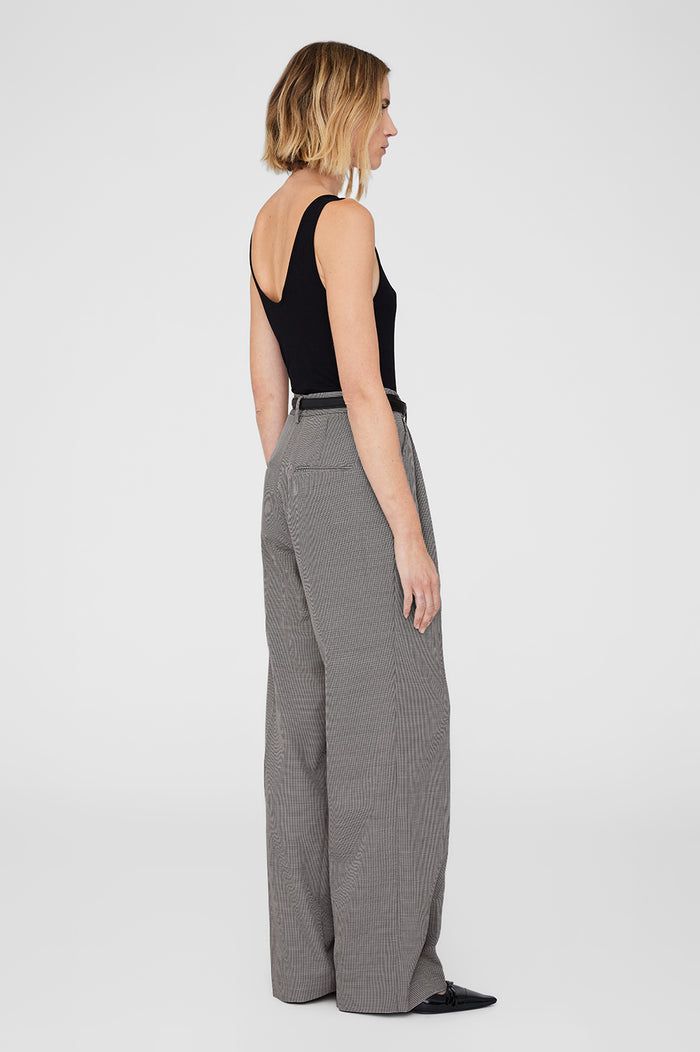 ANINE BING Carrie Pant - Black And White Mini Houndstooth - On Model Back