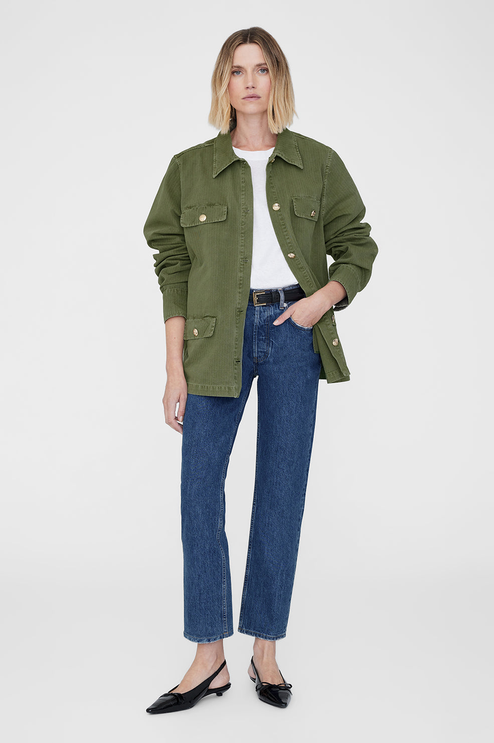 ANINE BING Corey Jacket - Army Green - On Model Front