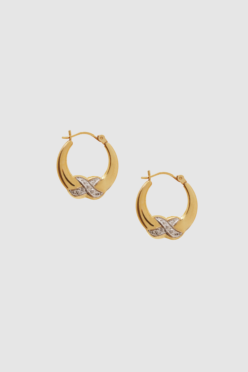 Diamond Cross Hoop Earrings