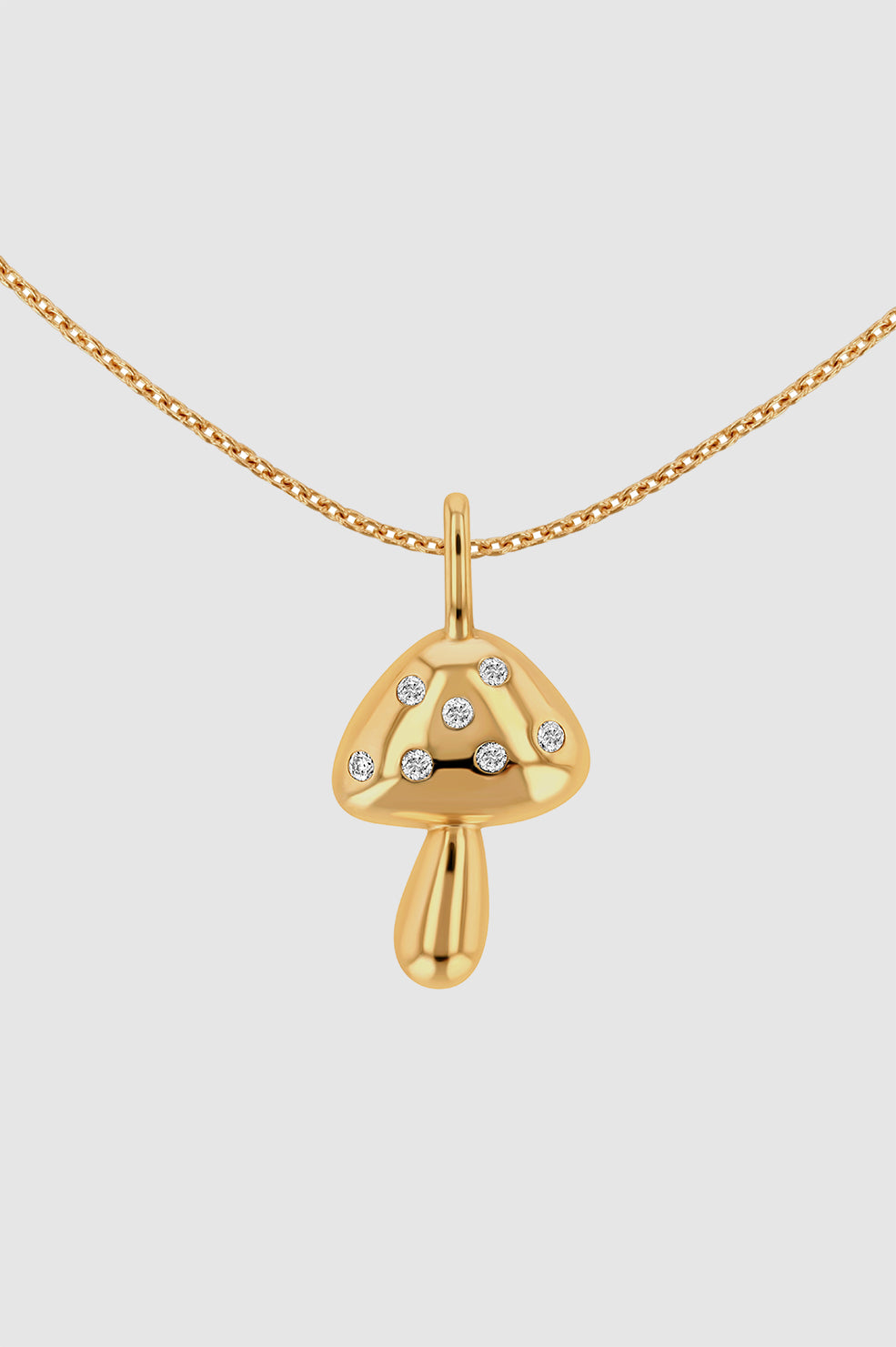 ANINE BING Diamond Mushroom Necklace - 14k Gold - Detail View