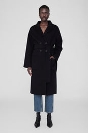 ANINE BING Dylan Coat - Black - On Model Closed Front