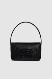 ANINE BING Elly Shoulder Bag - Black Embossed - back view