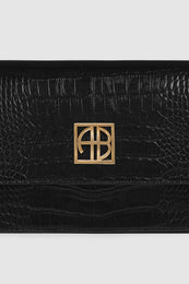 ANINE BING Elly Shoulder Bag - Black Embossed - detail view