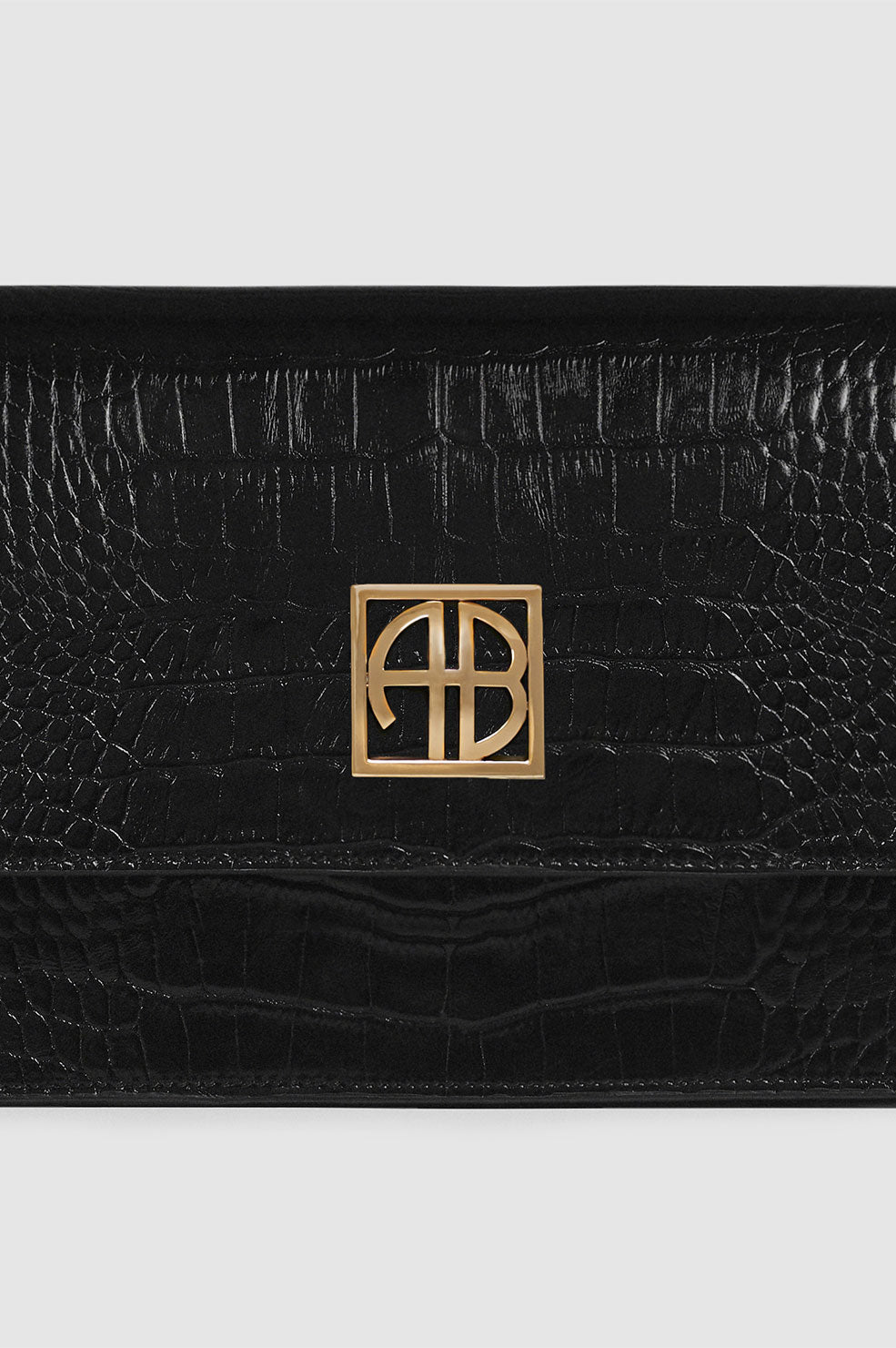 ANINE BING Elly Shoulder Bag - Black Embossed - detail view