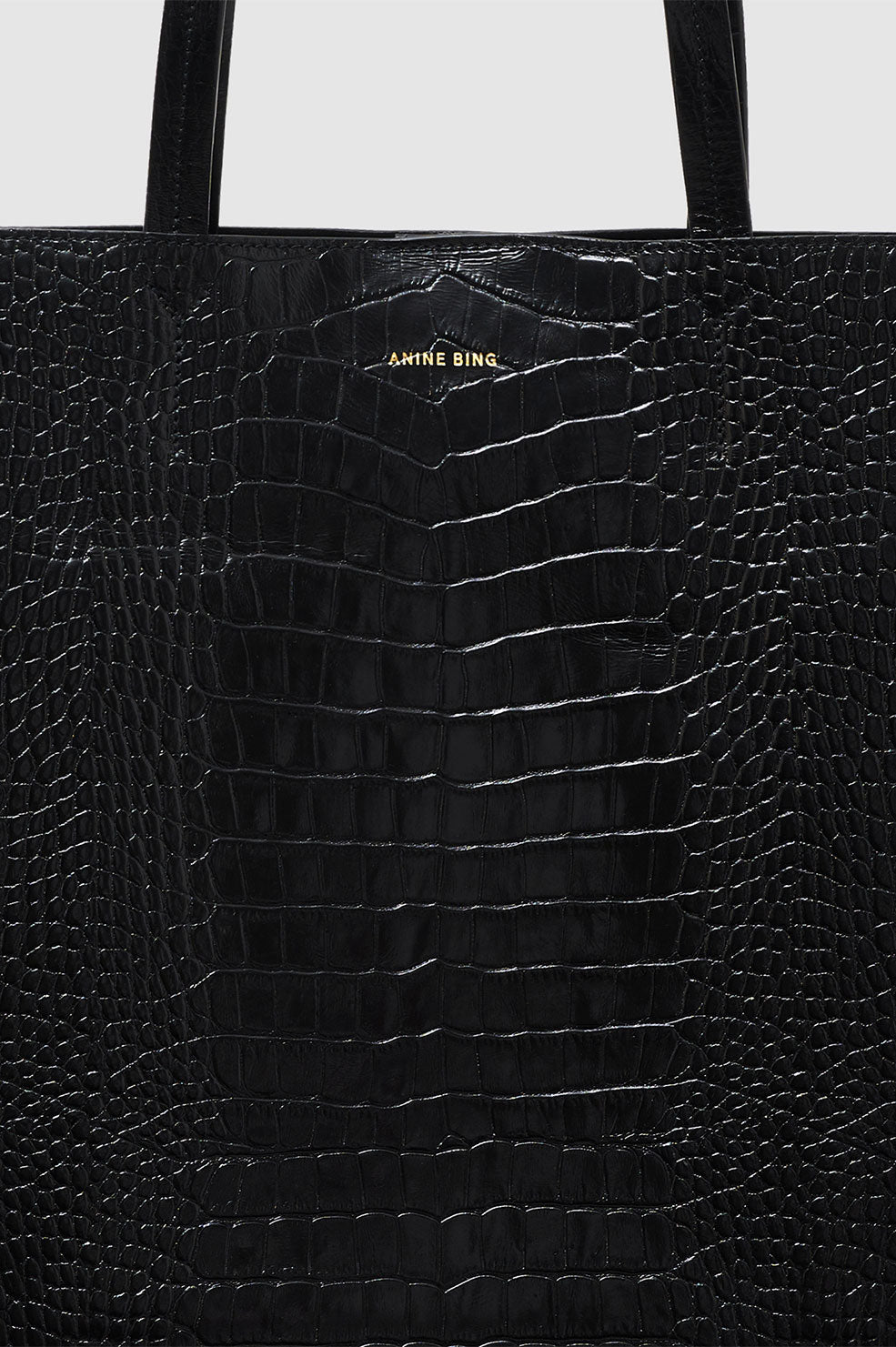 ANINE BING Elly Tote - Black Embossed - detail view