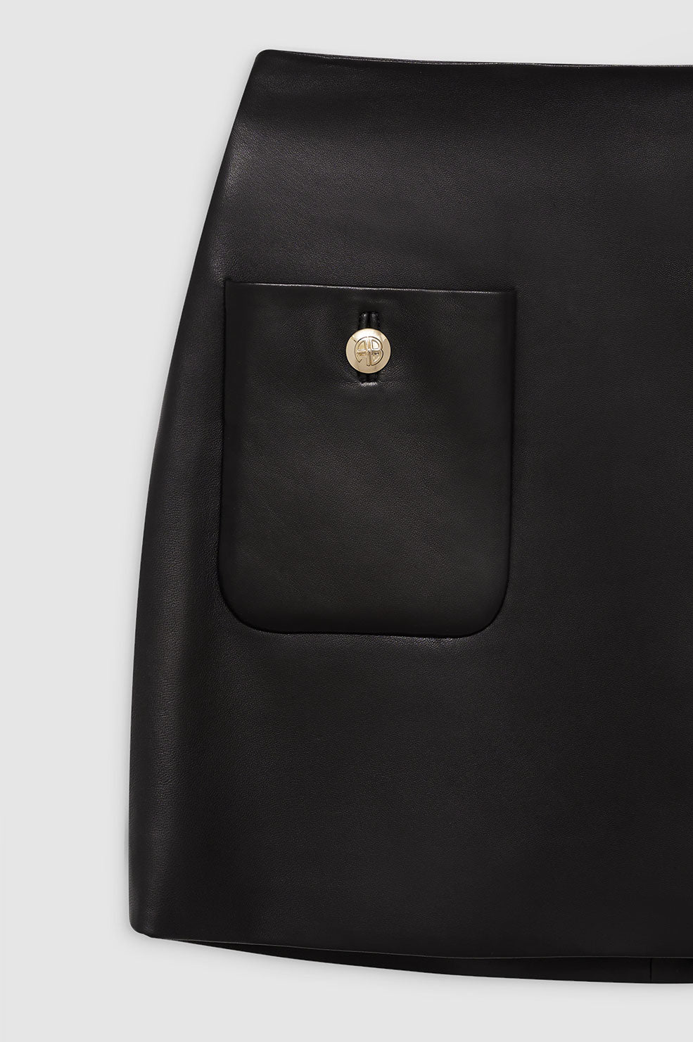 ANINE BING Finn Skirt - Black Leather - Detail View