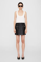 ANINE BING Finn Skirt - Black Leather - On Model Front