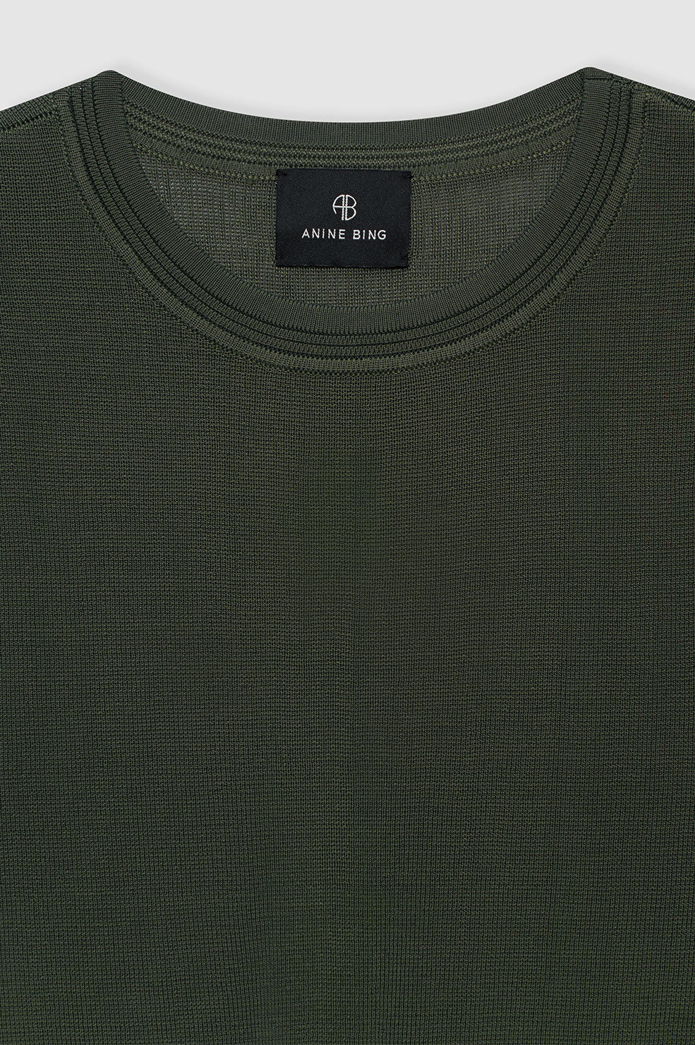 ANINE BING Giorgio Long Sleeve Sweater - Dark Olive - Detail View