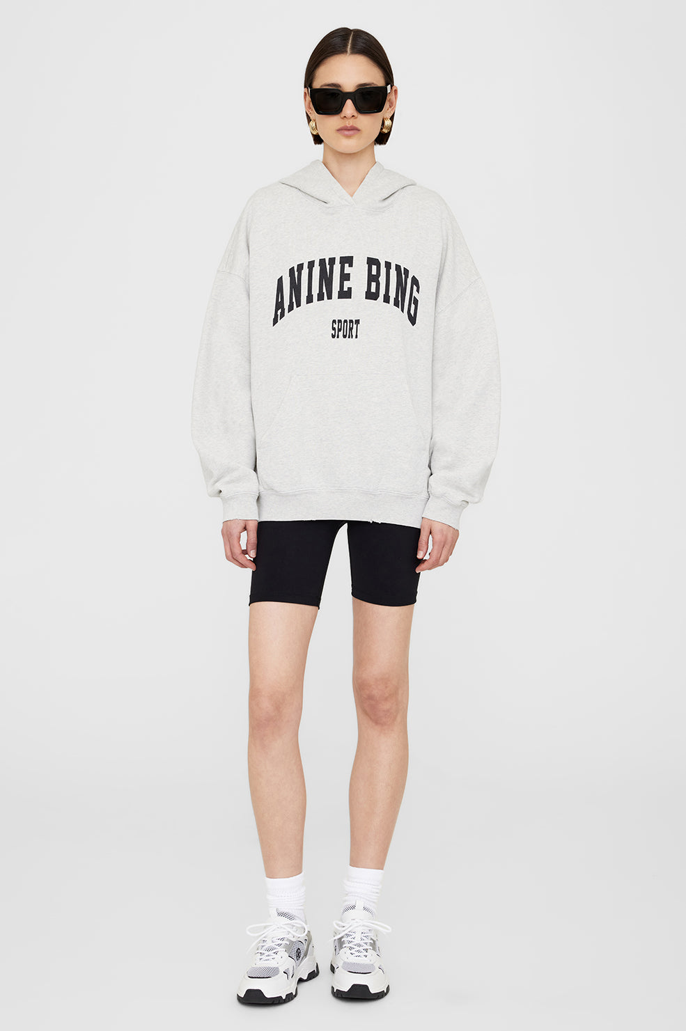 ANINE BING Harvey Sweatshirt - Heather Grey - On Model Front