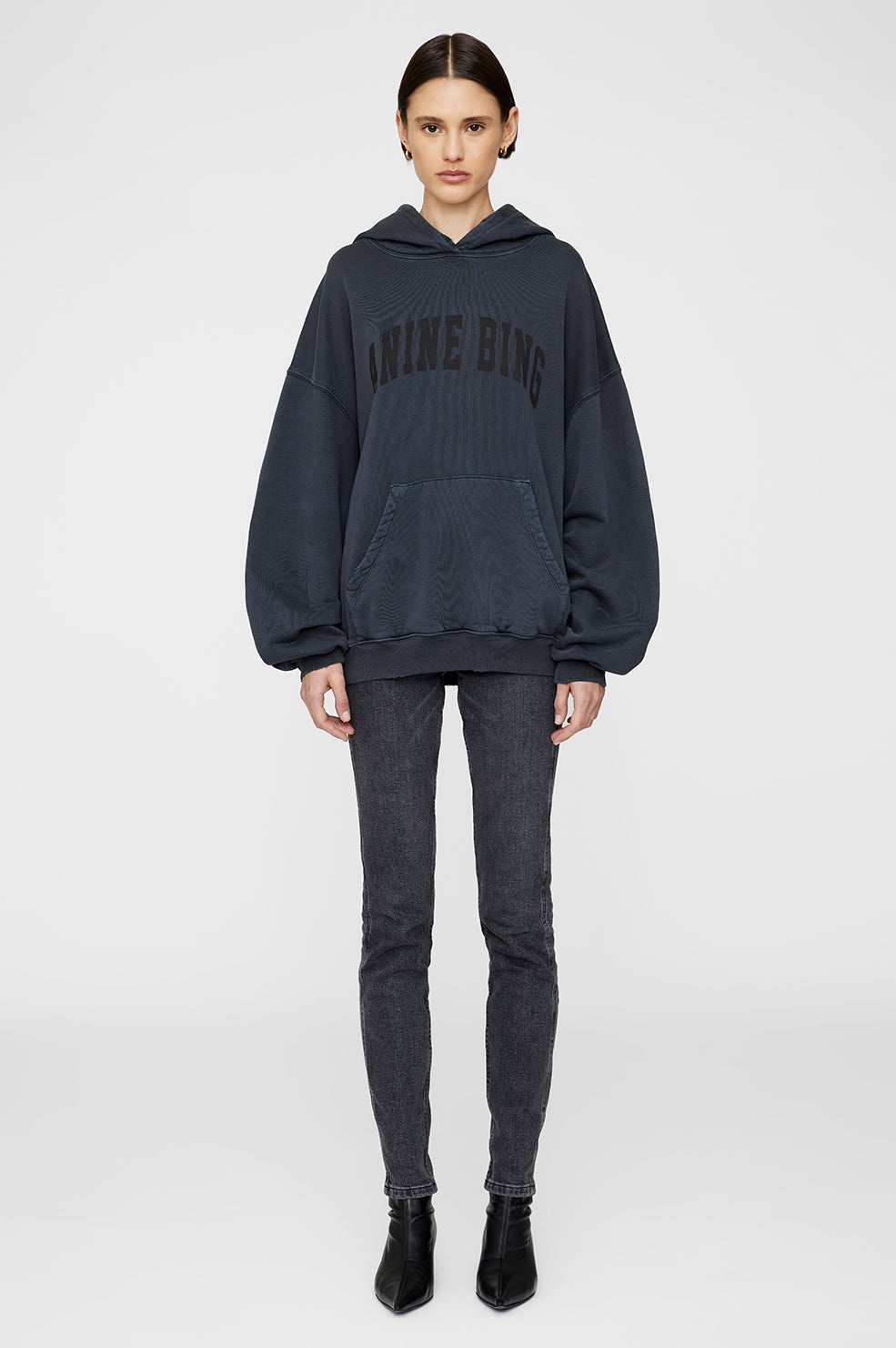 ANINE BING Harvey Sweatshirt - Dark Washed Black