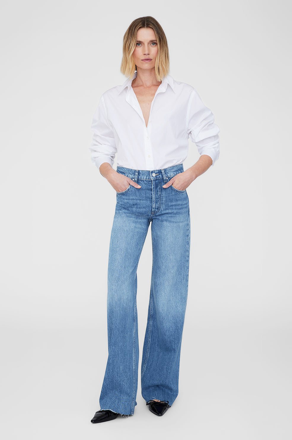 ANINE BING Hugh Jean - Panama Blue - On Model Front