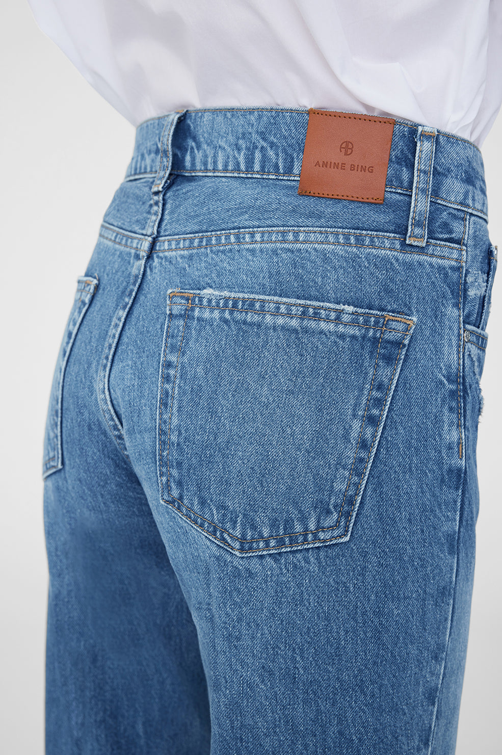 ANINE BING Hugh Jean - Panama Blue - On Model Back Detail View