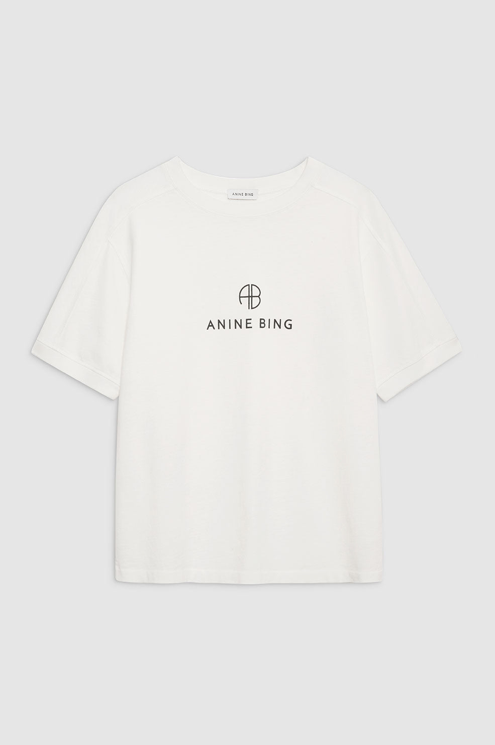 ANINE BING Jaylin Tee Monogram - Ivory - Front View