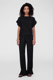 ANINE BING Jollie Top - Black Crinkle- On Model Front