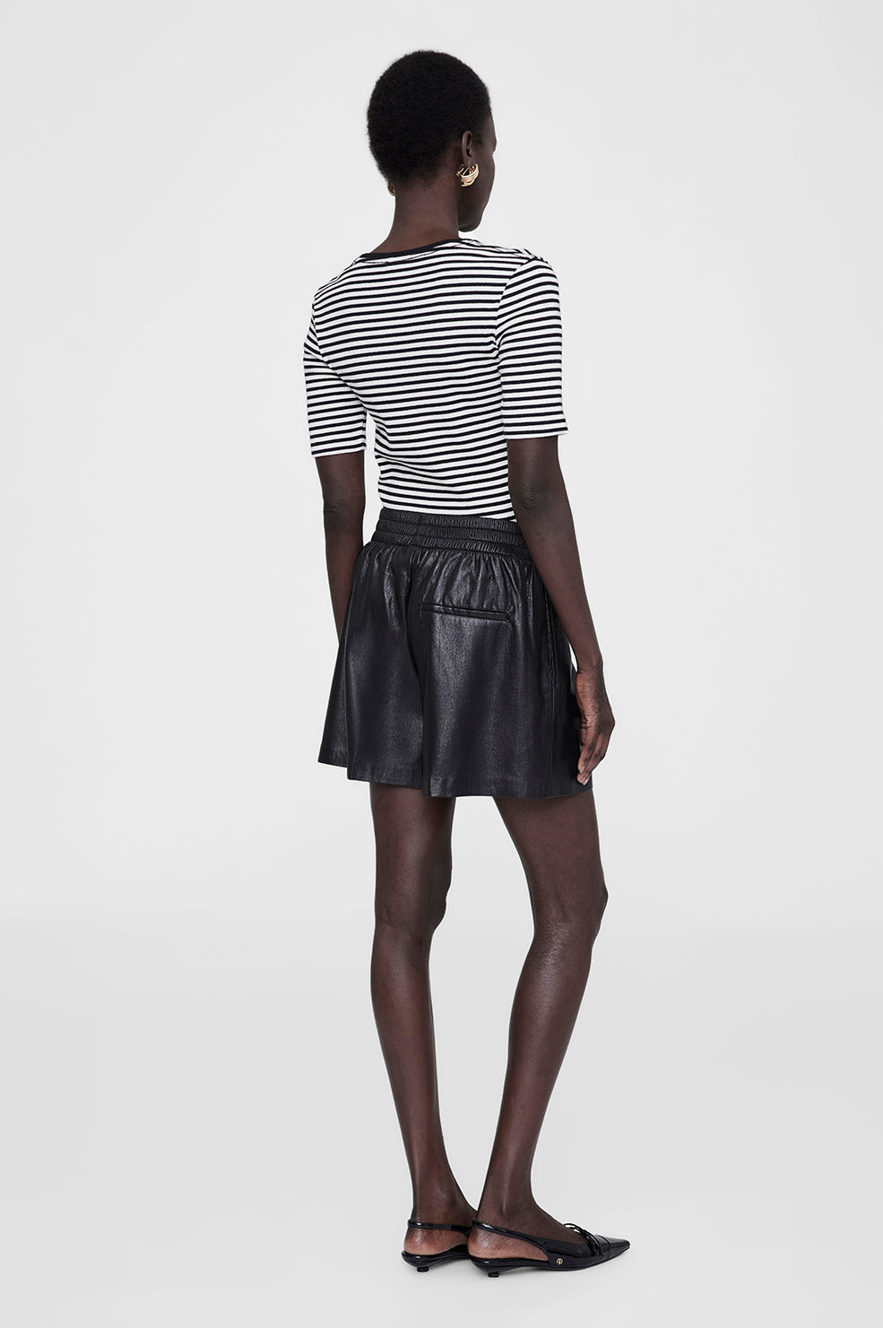 ANINE BING Kam Short - Black Vegan Leather - On Model Back