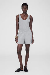 ANINE BING Kam Short Framed Monogram - Heather Grey - On Model Front
