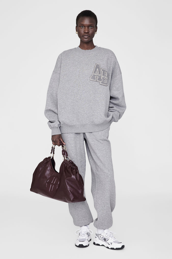 ANINE BING Karter Jogger - Medium Heather Grey - On Model Front Second Image