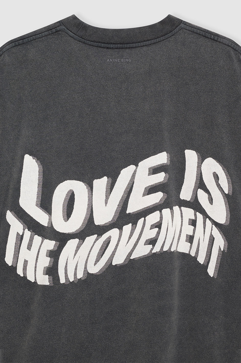 ANINE BING Kent Tee Love - Washed Black - Detail View