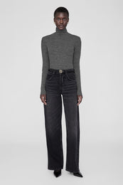 ANINE BING Kyle Sweater - Dark Heather Grey - Front View