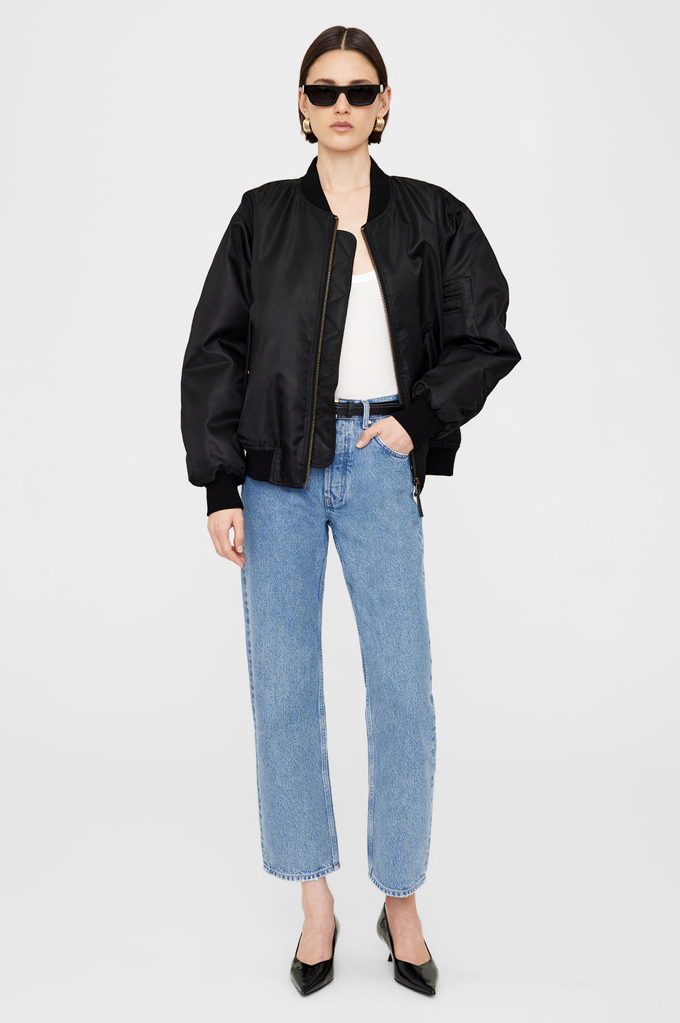 ANINE BING Leon Bomber - Black - On Model Front